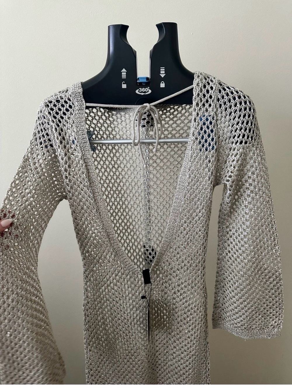NWT South Beach x Misha Grimes Metallic Crochet Knit Maxi Beach Cover Up Dress - Picture 5 of 6